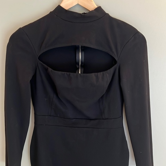Akira Black Long sleeve cocktail dress w/ open chest and full zipper down back - Picture 2 of 9